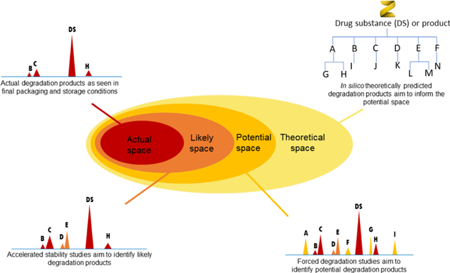 Diagram demonstrating the coverage of degradation chemistry